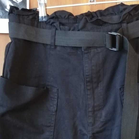 H&M Black high rise belted pants sz 30 sz L - Picture 3 of 8